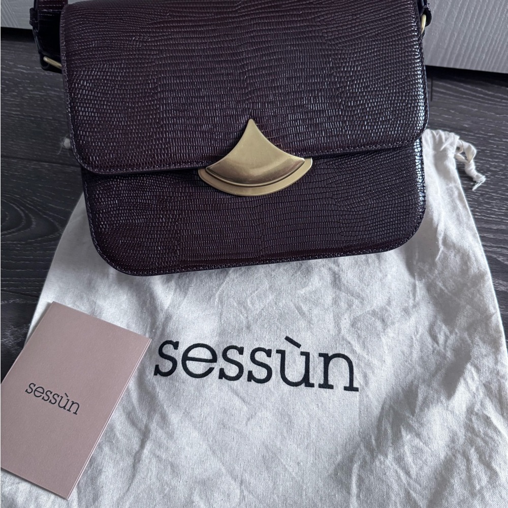 Authentic Sessun Paris chocolate brown crossbody bag 'Diviluz'